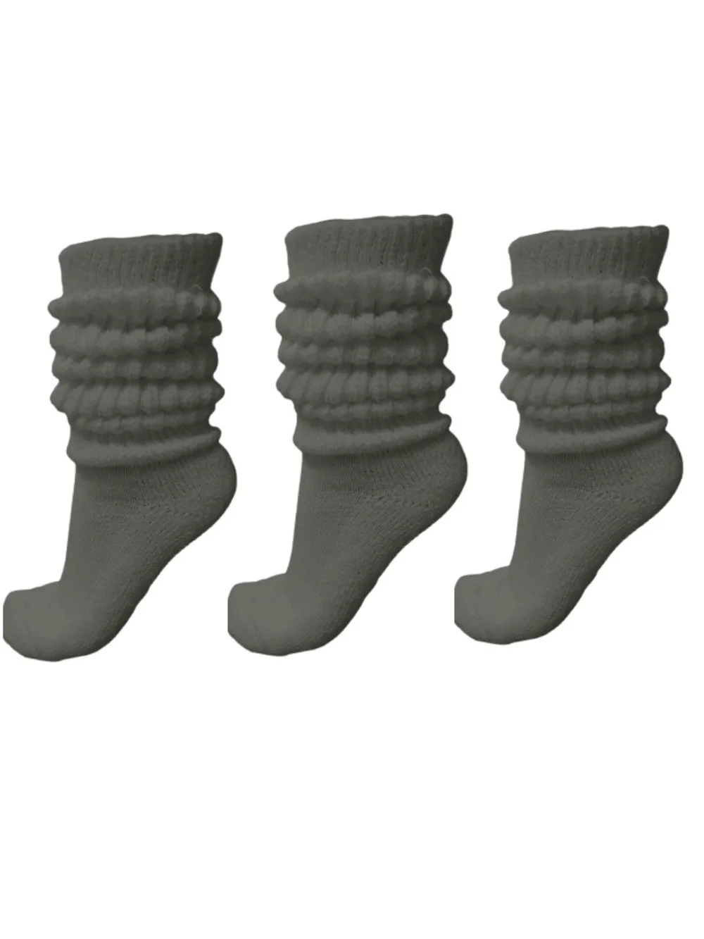 3/$25 NEW Dark Gray Thick Slouch Cotton KneeHigh Scrunch Socks